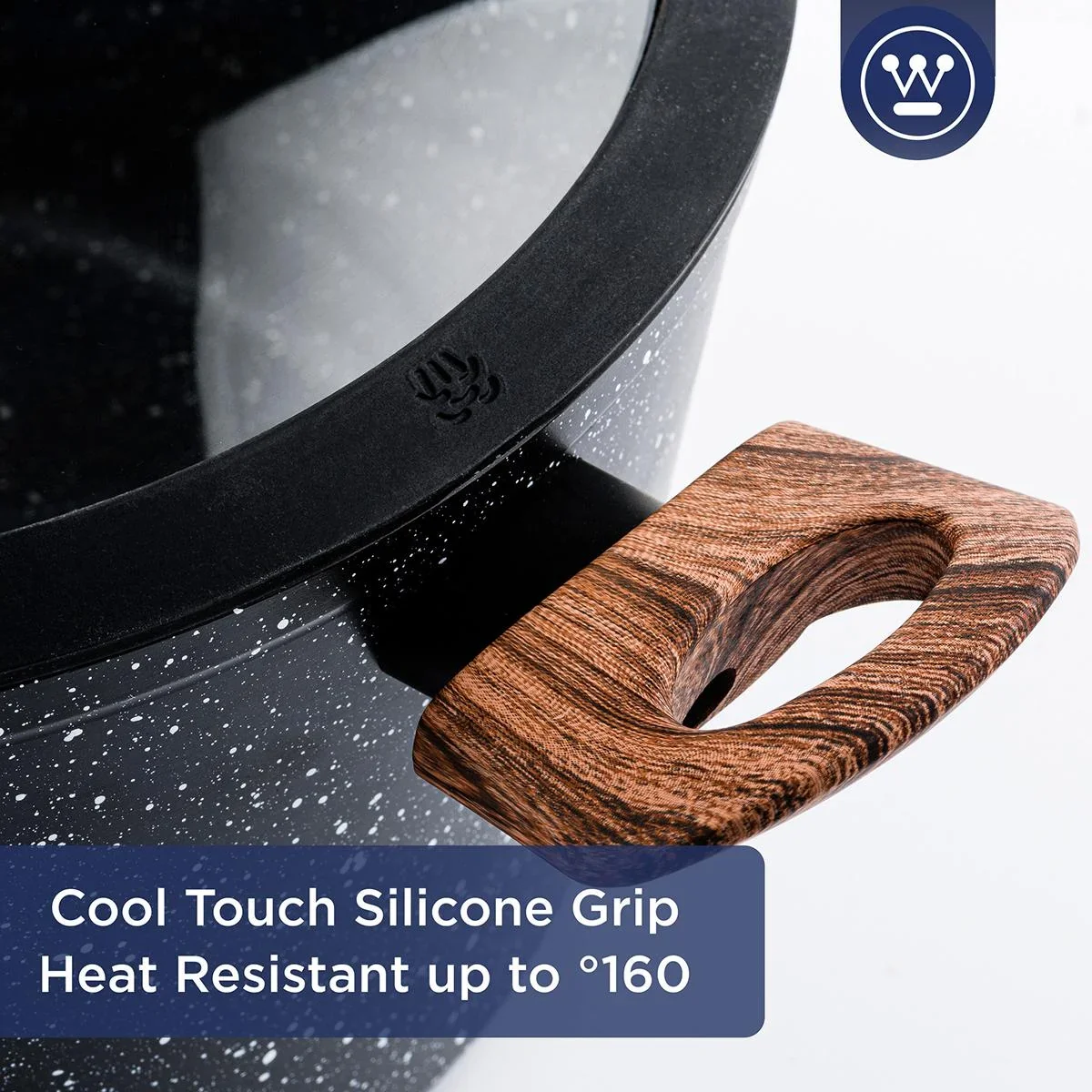 Kochtopf 28 cm Schwarz Marmor Holz - 4