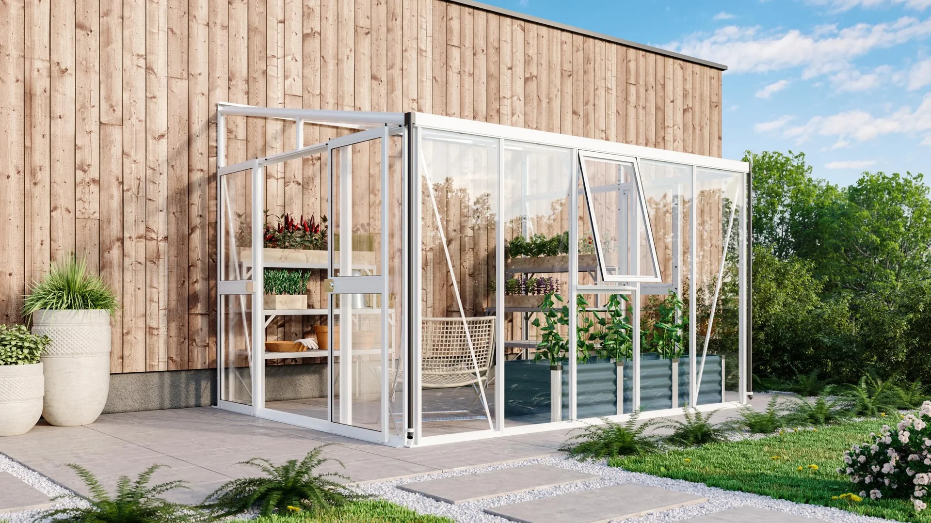 Gewächshaus Helena 8600 ESG/HKP 3/10 mm, Farbe weiß - 0