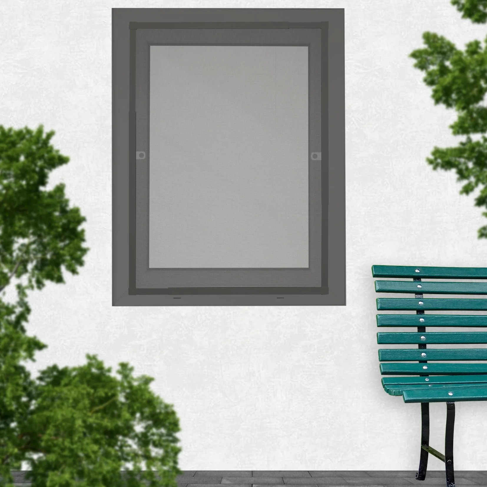 Teleskop-Insektenschutzfenster slim mit Pollenschutz 18 x 14 - 120 x 140 cm, anthrazit - 1