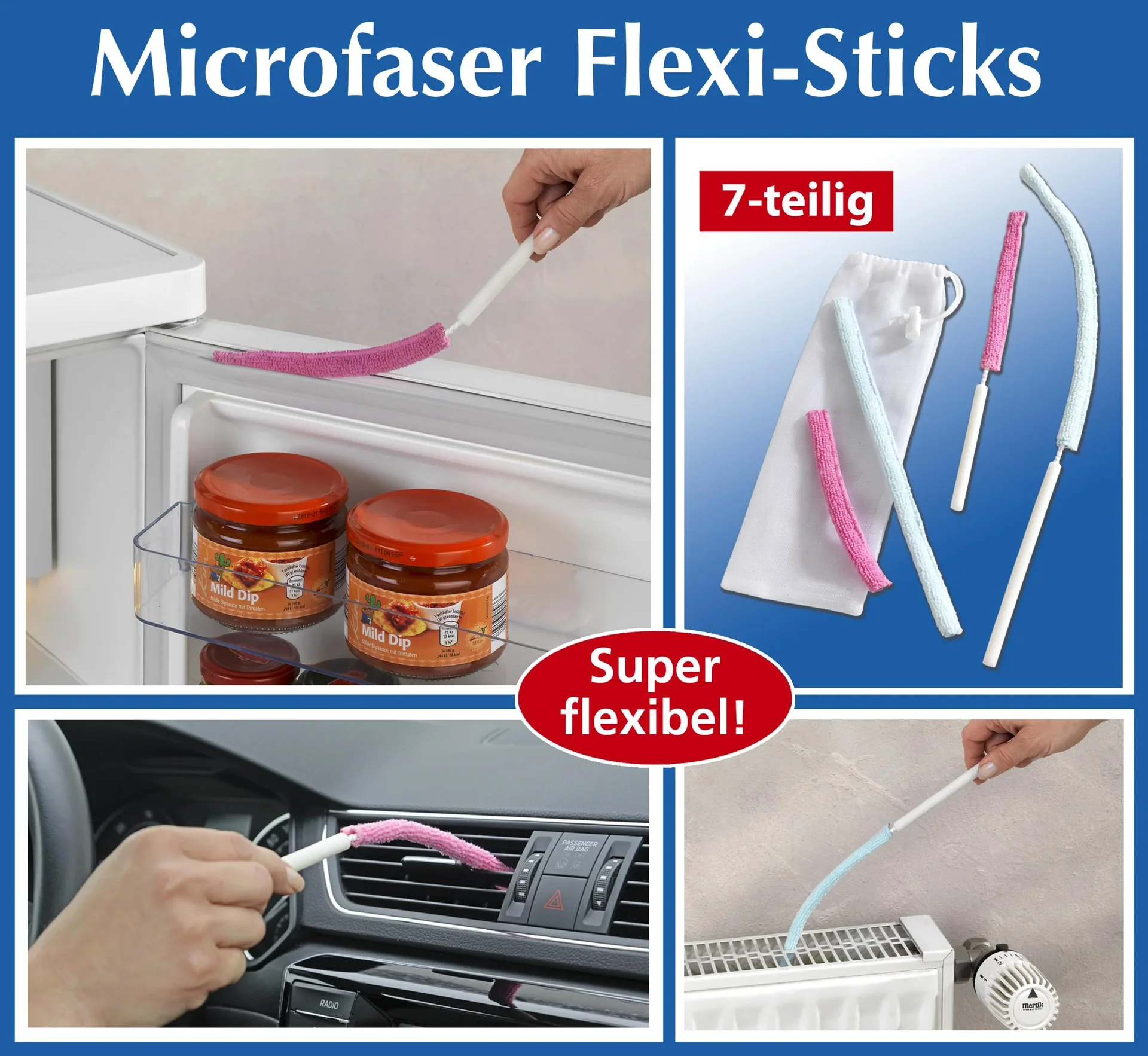 Reinigungs-Bürsten "Flexi-Sticks", Staub-Pinsel, 7-teilig - 1