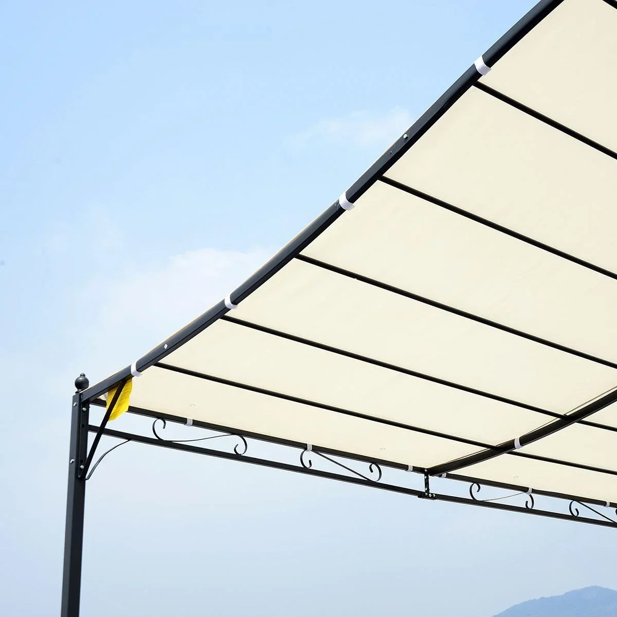 Terrassenüberdachung in geschwungener Form cremeweiß/schwarz - 4