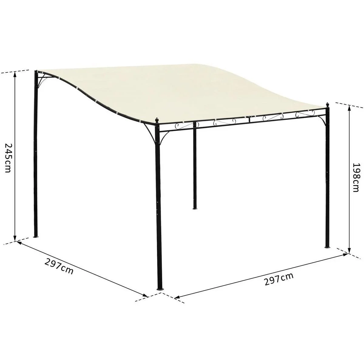 Terrassenüberdachung in geschwungener Form cremeweiß/schwarz - 5