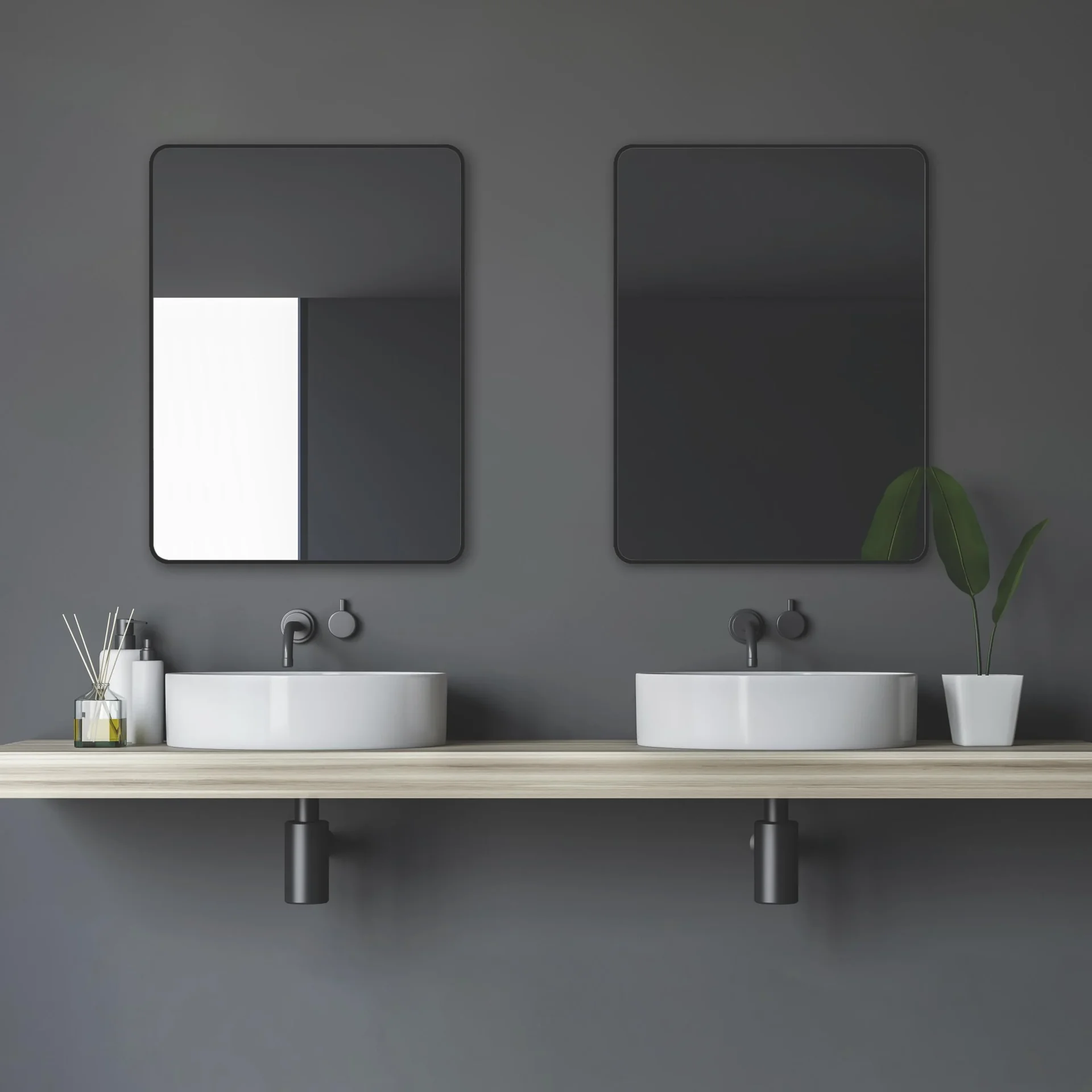 Wandspiegel "Black Living" - 80 x 60 cm - Badspiegel mit hochwertigen und robusten Aluminiumrahmen - 1