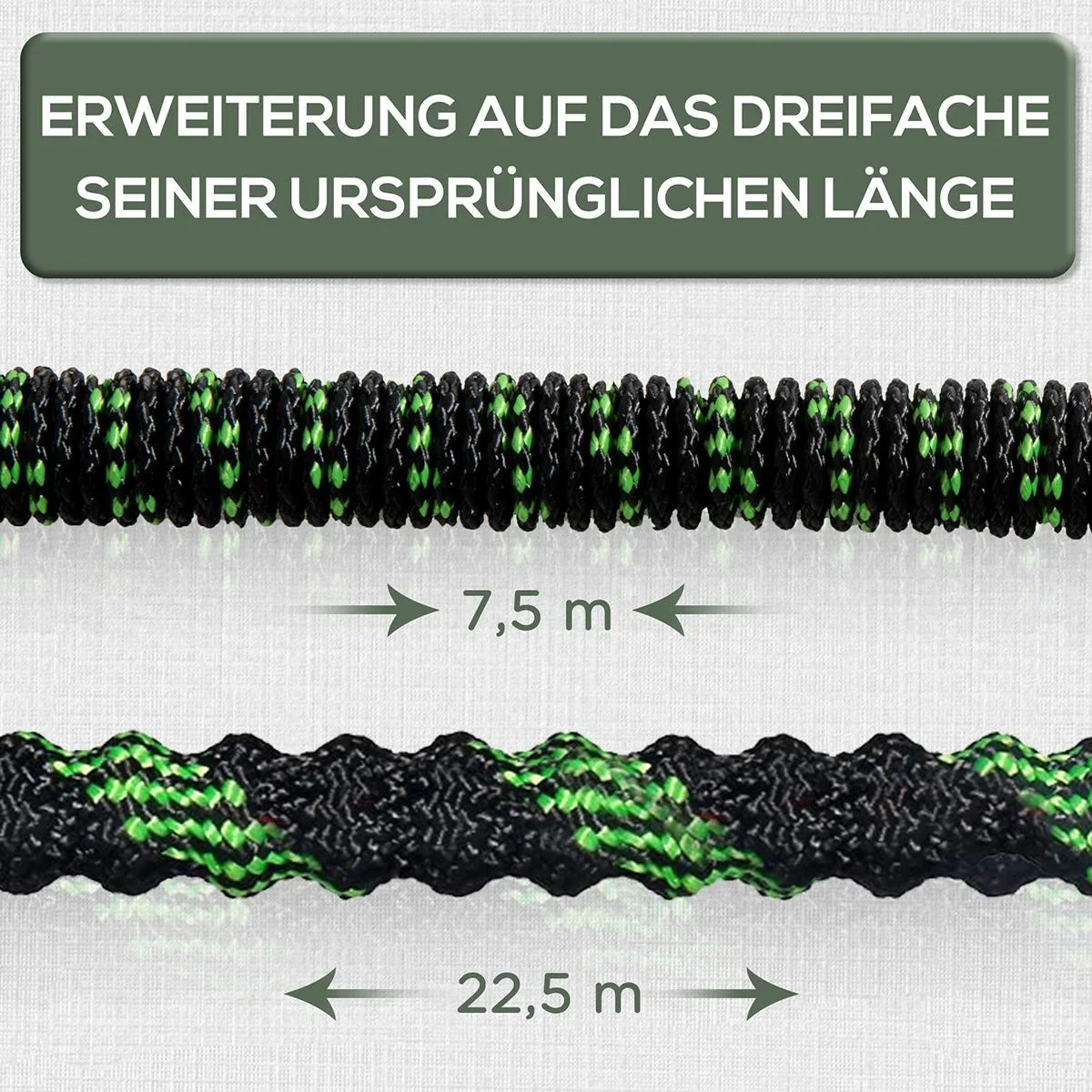 Gartenschlauch flexibel 22,5 m mit 10 Funktionen Sprühdüse Wasserschlauch mit 1/2 Zoll & 3/4 Zoll Anschluss Schlauch deh - 2