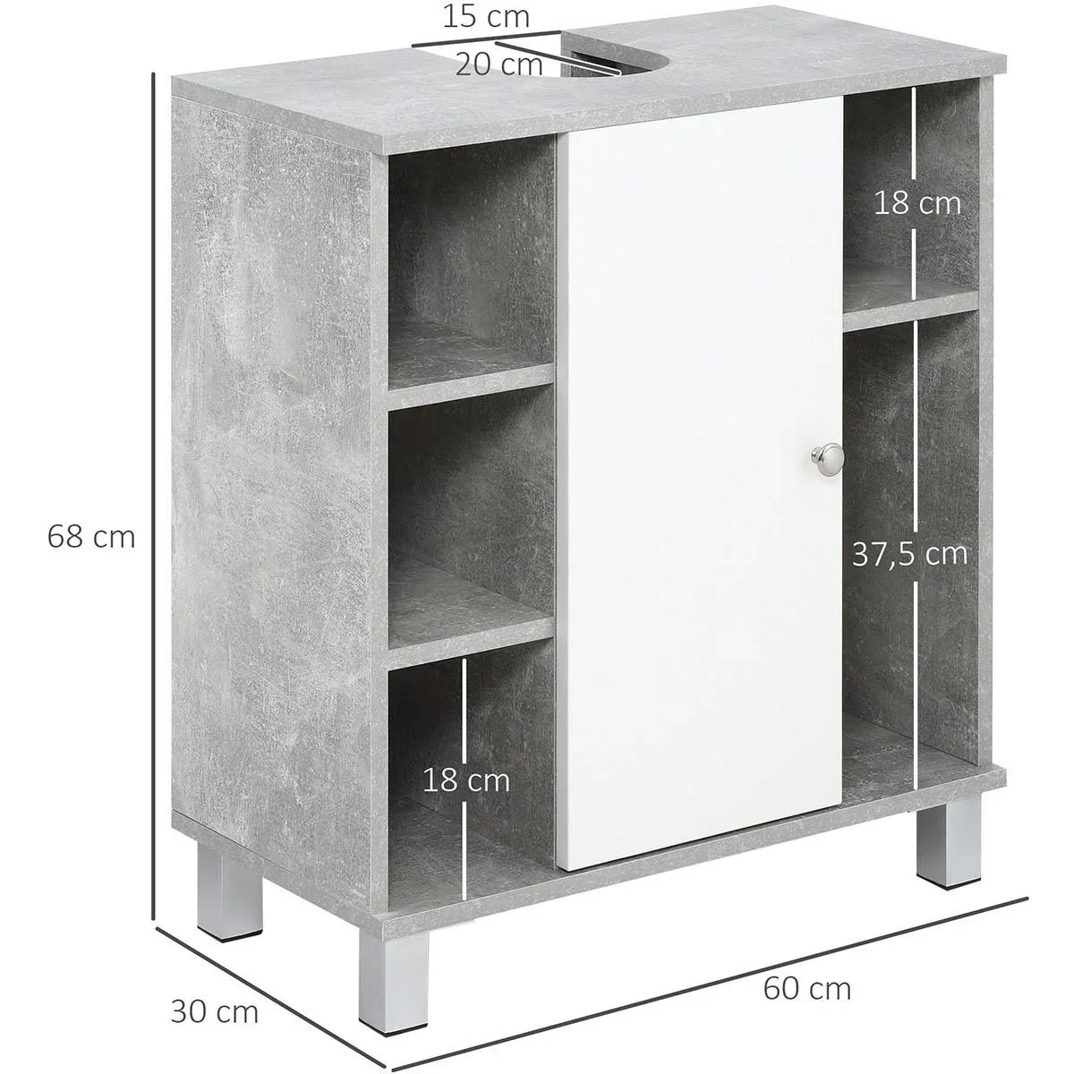 Unterschrank für Waschbecken 60 cm x 30 cm x 68 cm - 2