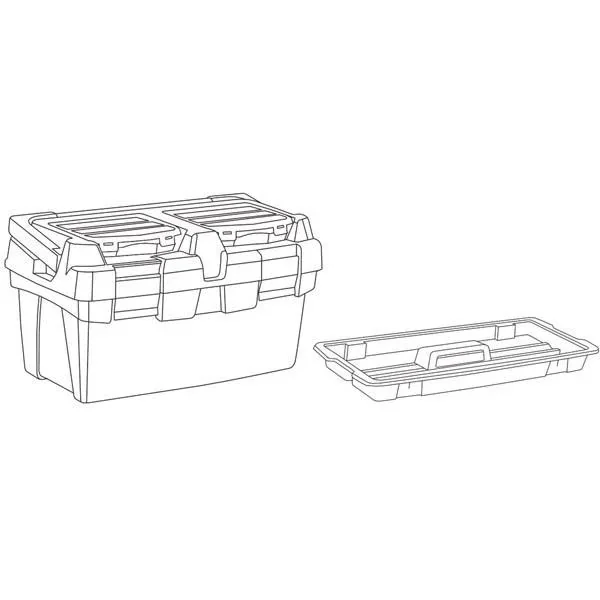 TAYG Werkzeugkasten - 600 x 305 x 295 mm - Mit Ablage und 3 Sortierkästen - 2
