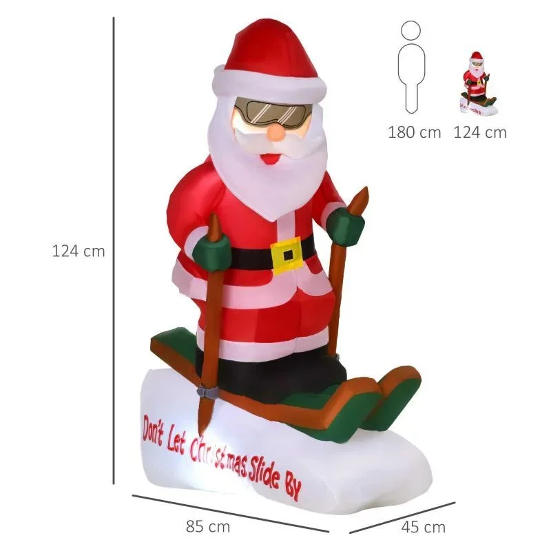 Aufblasbarer Weihnachtsmann auf Schlitten 1,2 m Weihnachtsdekoration - 0