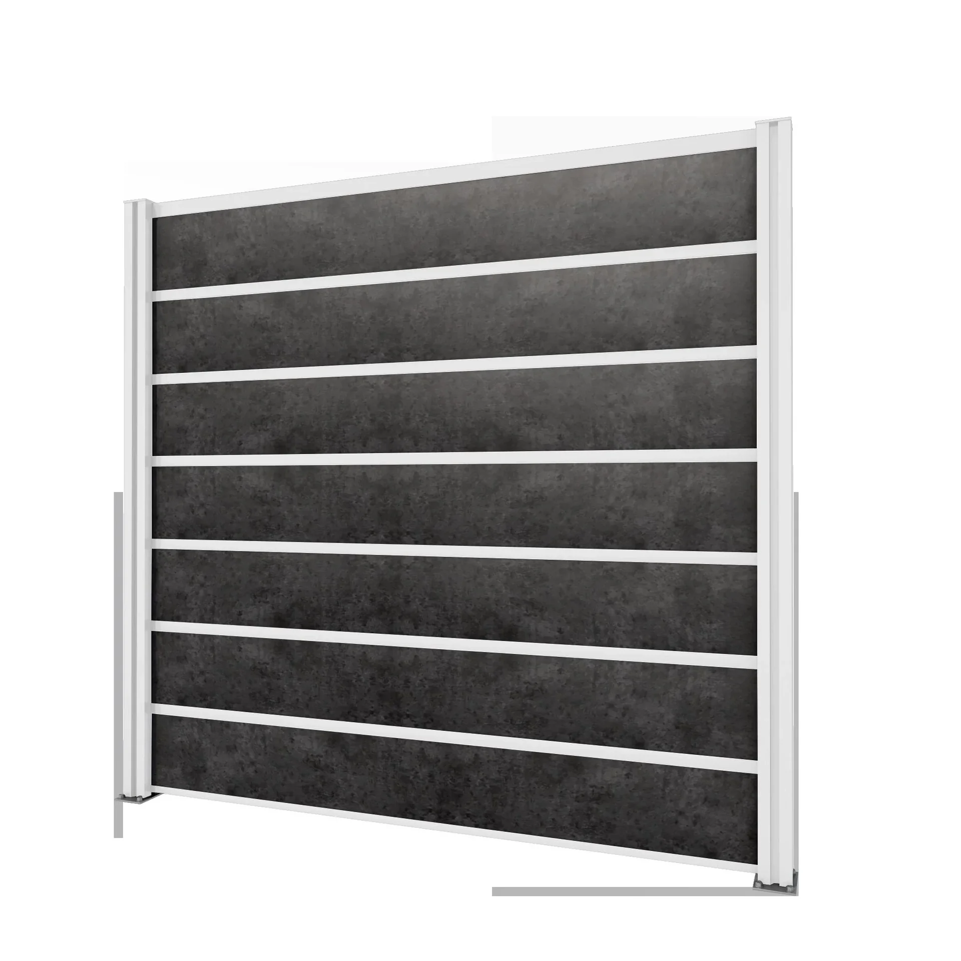 Sichtschutz Grundelement, weiß, 2,02 x 1,86 m, Schichtstoffplatten anthrazit - 0