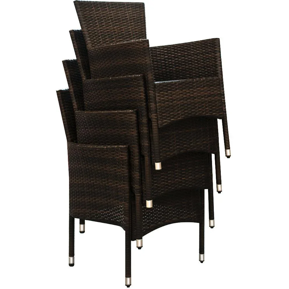 Gartengarnitur 13-teilige stapelbare Polyrattan-Stuhlgarnitur Bali braun - 2