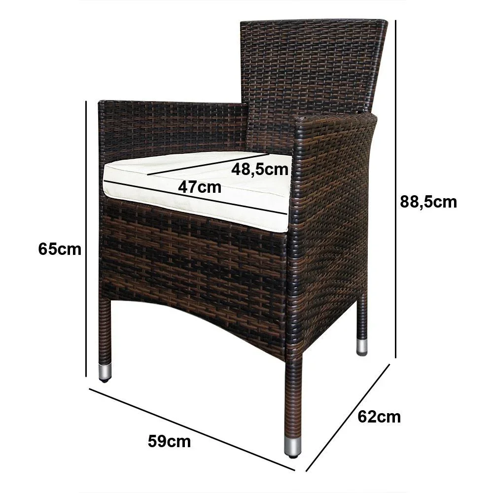 Gartengarnitur 13-teilige stapelbare Polyrattan-Stuhlgarnitur Bali braun - 3