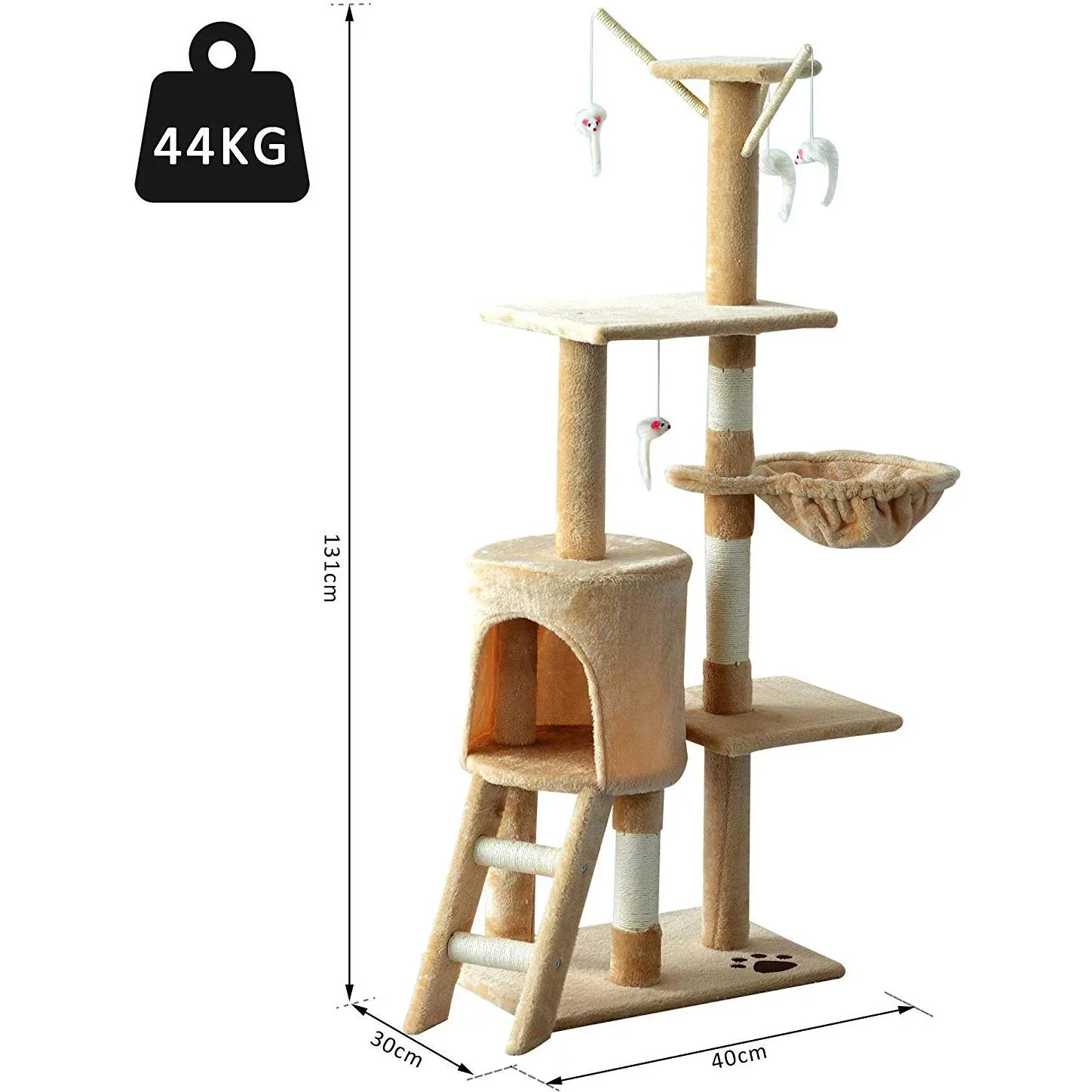 Katzenbaum Kratzbaum Katzenkratzbaum Kletterbaum 4 Spielzeug Beige - 2