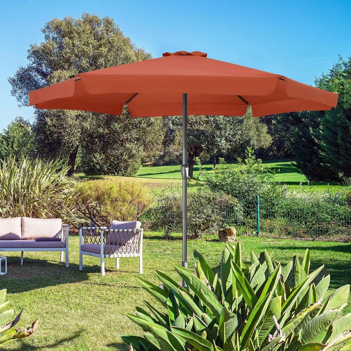 Aluminium XXL Sonnenschirm - terracotta - Ø330cm - UV-Schutz 50+ - 0