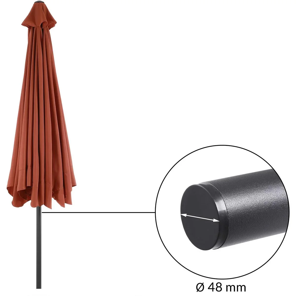 Aluminium XXL Sonnenschirm - terracotta - Ø330cm - UV-Schutz 50+ - 2