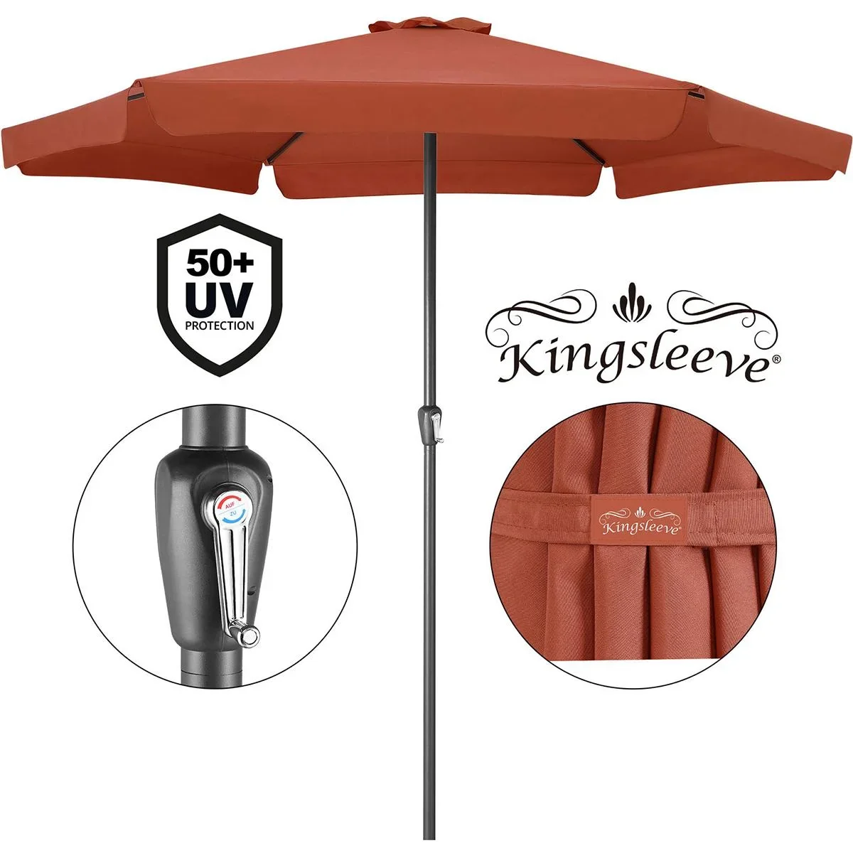 Aluminium XXL Sonnenschirm - terracotta - Ø330cm - UV-Schutz 50+ - 5