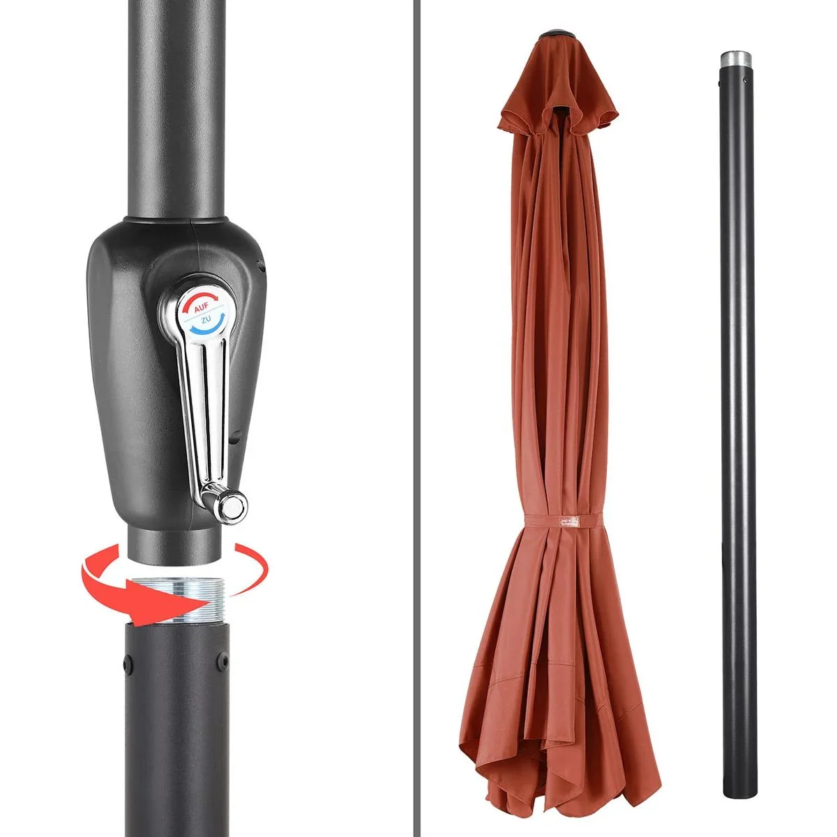 Aluminium XXL Sonnenschirm - terracotta - Ø330cm - UV-Schutz 50+ - 6