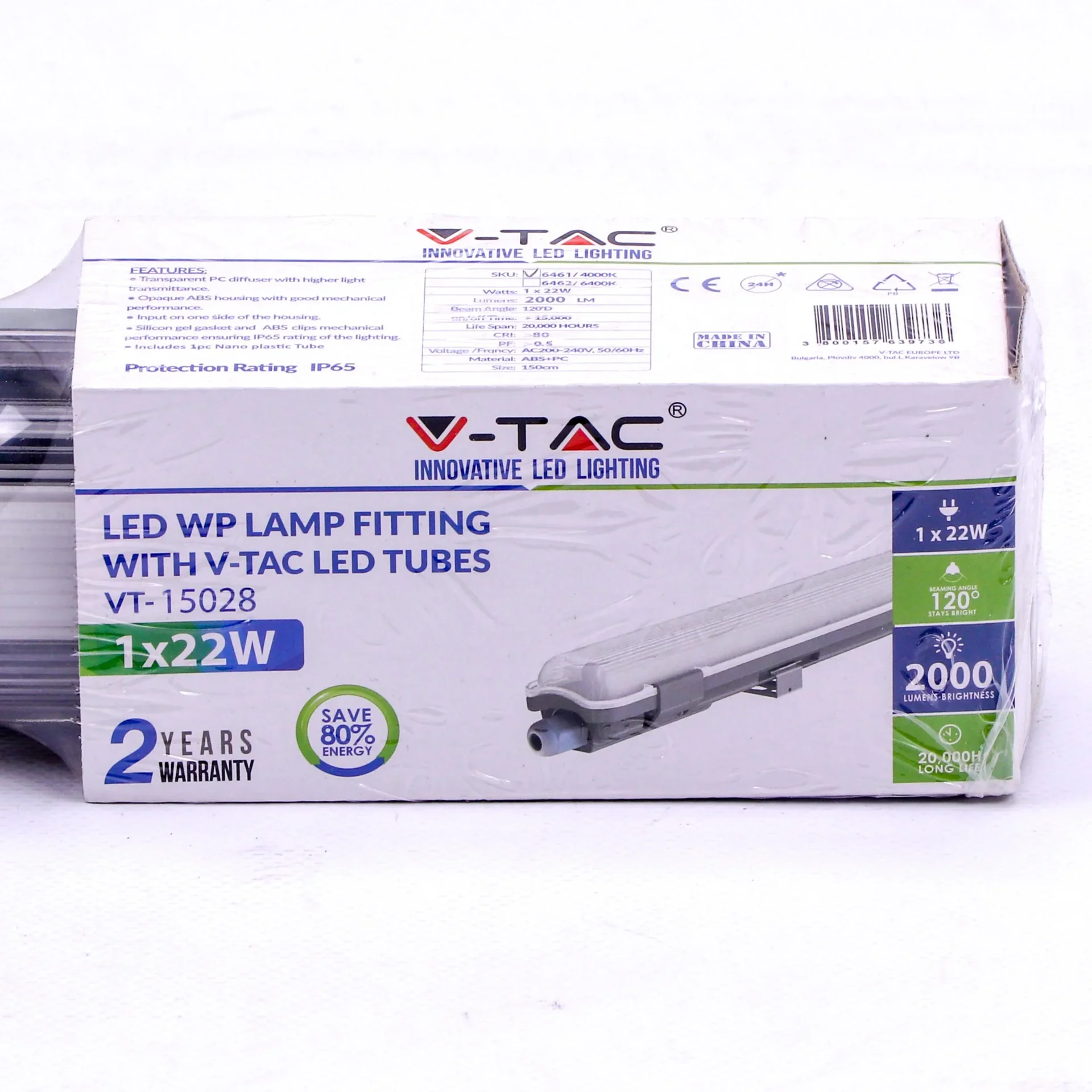 LED-Leuchtstofflampe 150cm - 22W - 4000K - 2000 Lumen - IP65 - 2