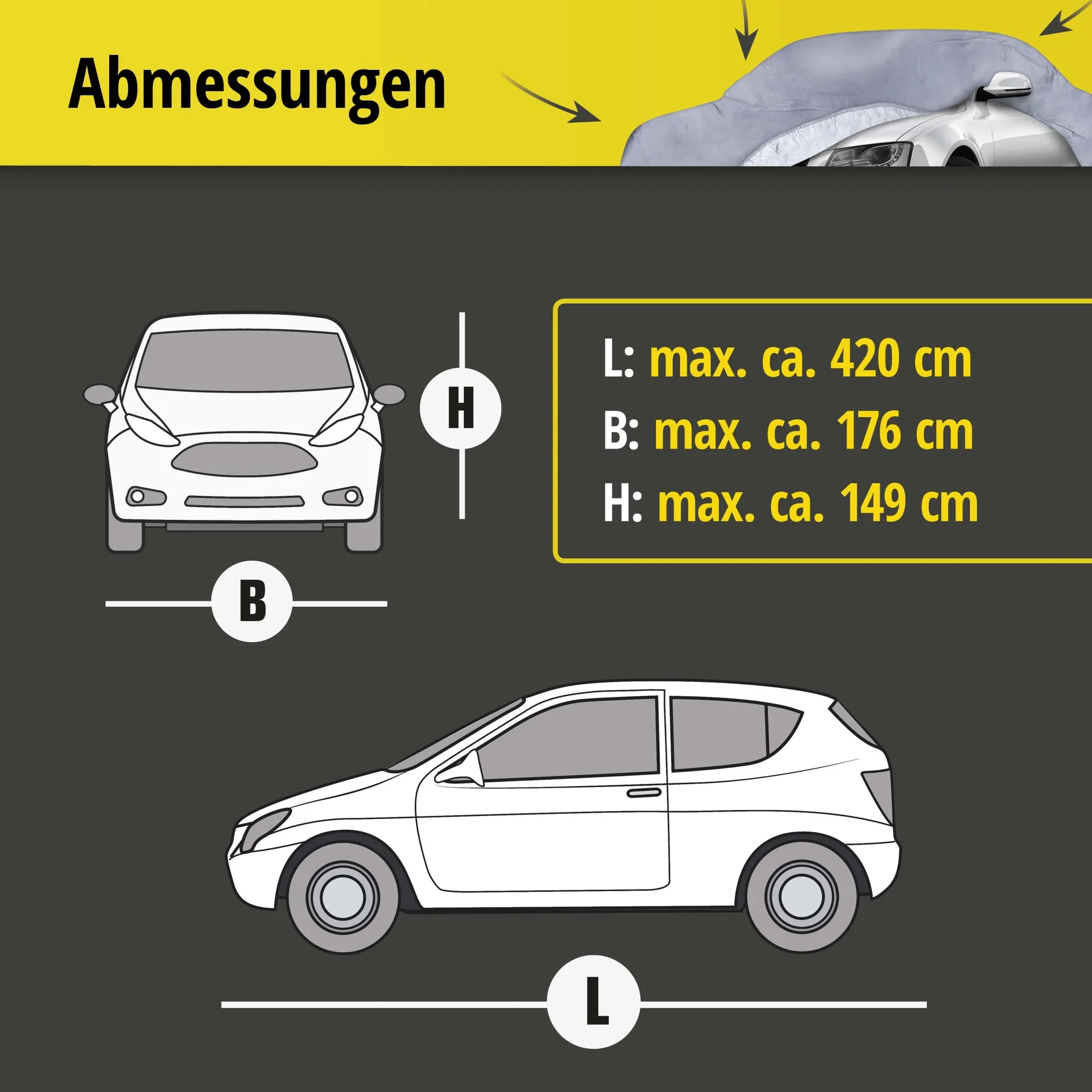 Autoabdeckplane all weather - Größe 3 - 420x176x149cm - PVC beschichtet - 5