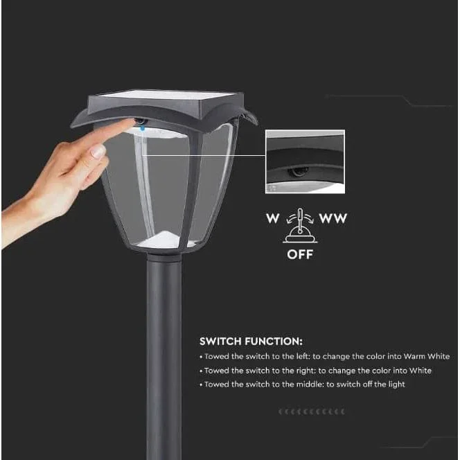 VT-984 Sevilla Solar Gartenpfosten Solar LED Lampe - 2 Lichtfarben - 6