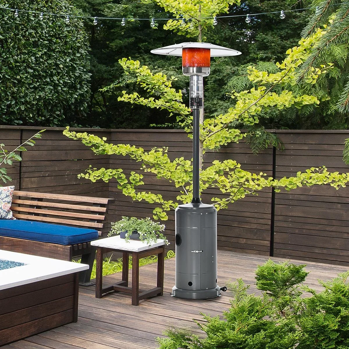 Heizstrahler Terrassenheizer mit Drehknopf Rädern Terrassenstrahler mit automatischer Sicherheitsabschaltung rollbar Gas - 0