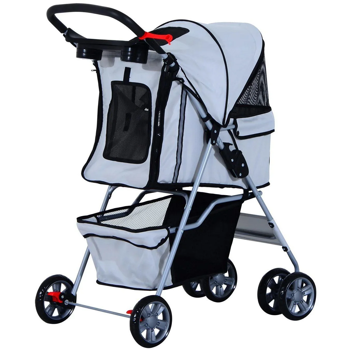 Hundewagen Hundebuggy Hunde Pet Stroller Buggy Grau - 2