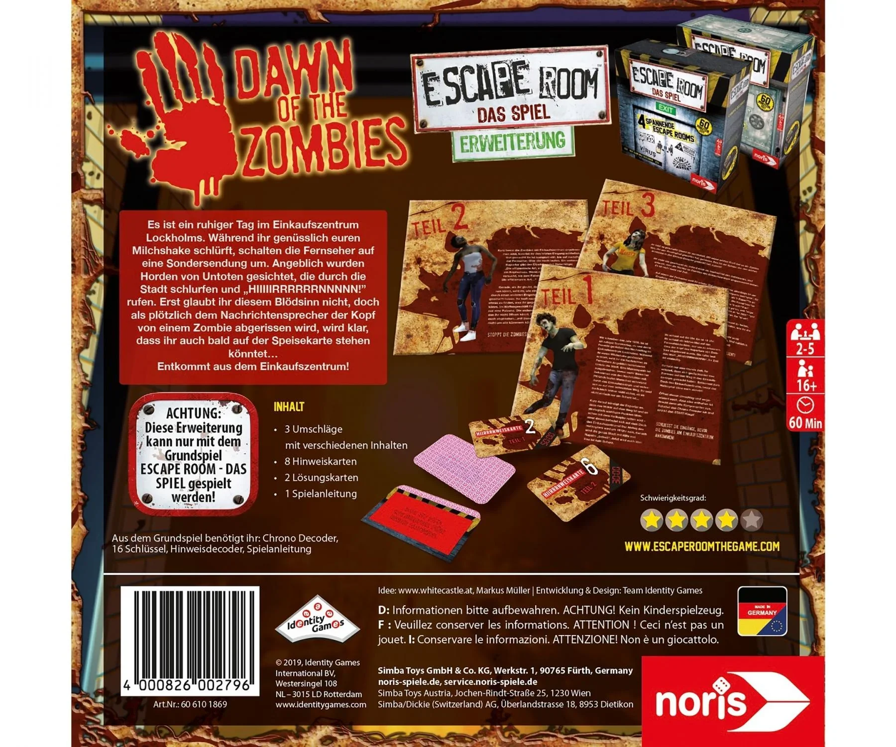 Gesellschaftsspiel "Escape Room" - Dawn of the Zombies - 2