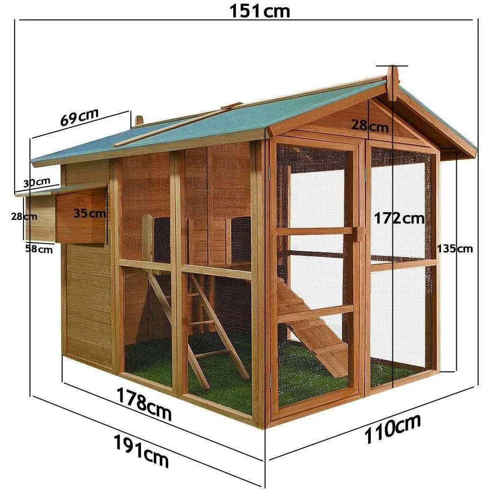 Hühnerstall 148 x 151 x 172 cm, Holz, Braun - 4
