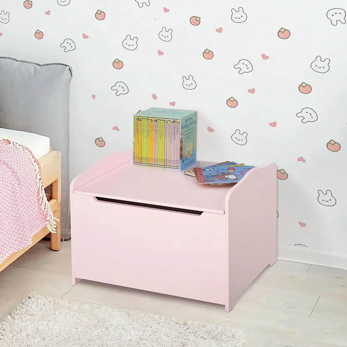 Kindersitzbank 2in1 mit Stauraum rosa - 3