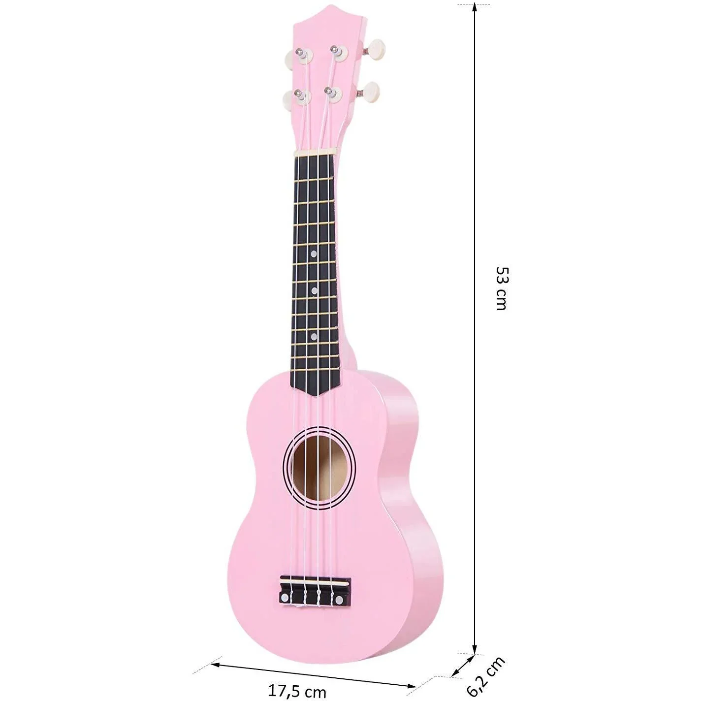 Ukulele Saiteninstrument Anfänger Nylonsaiten Birkenholz Rosa 53 x 17,5 x 6,2 cm - 7