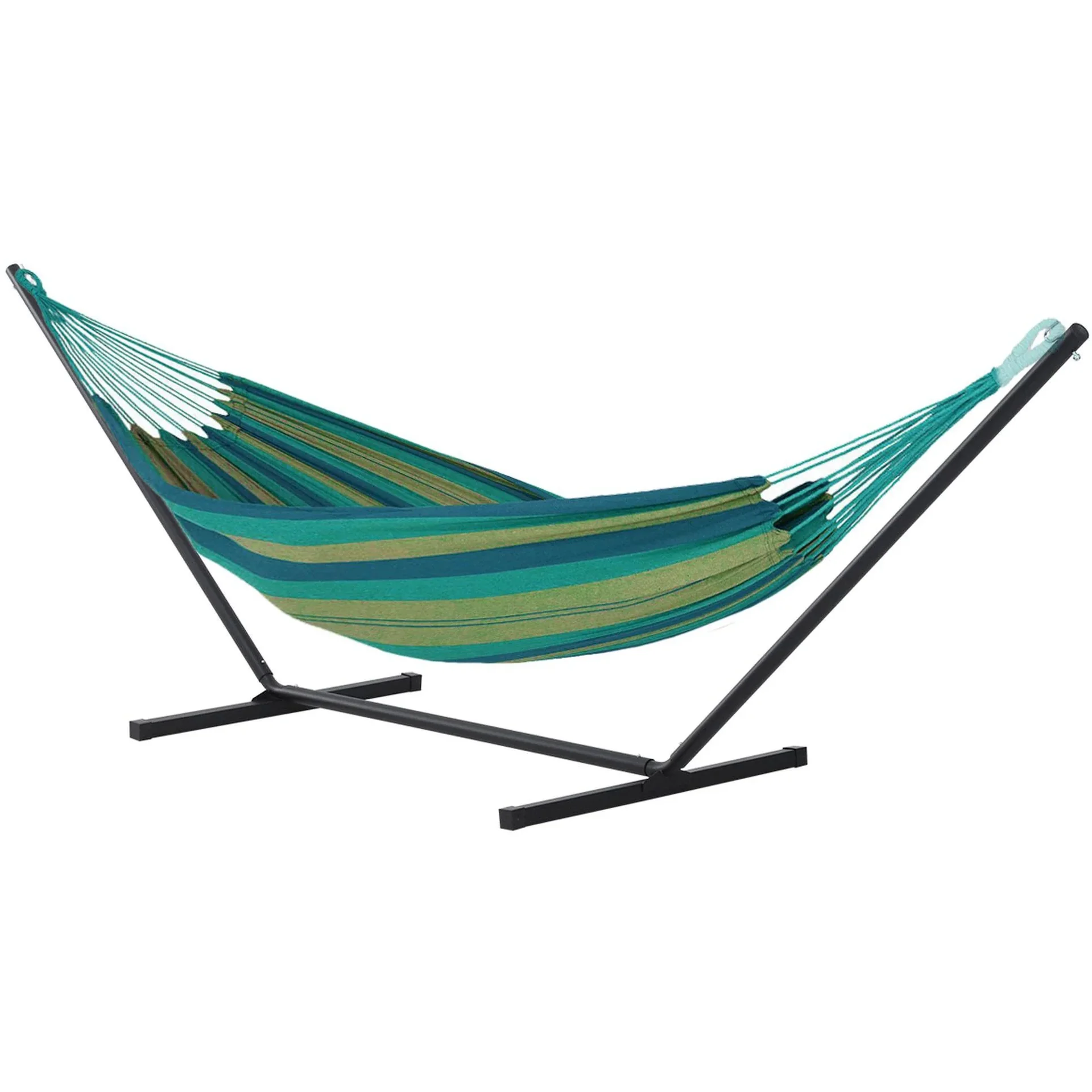 Hängemattengestell für Hängematte Hängemattenständer mit Hacken Garten Strand Metall 360x92x115cm bis 150kg - 1