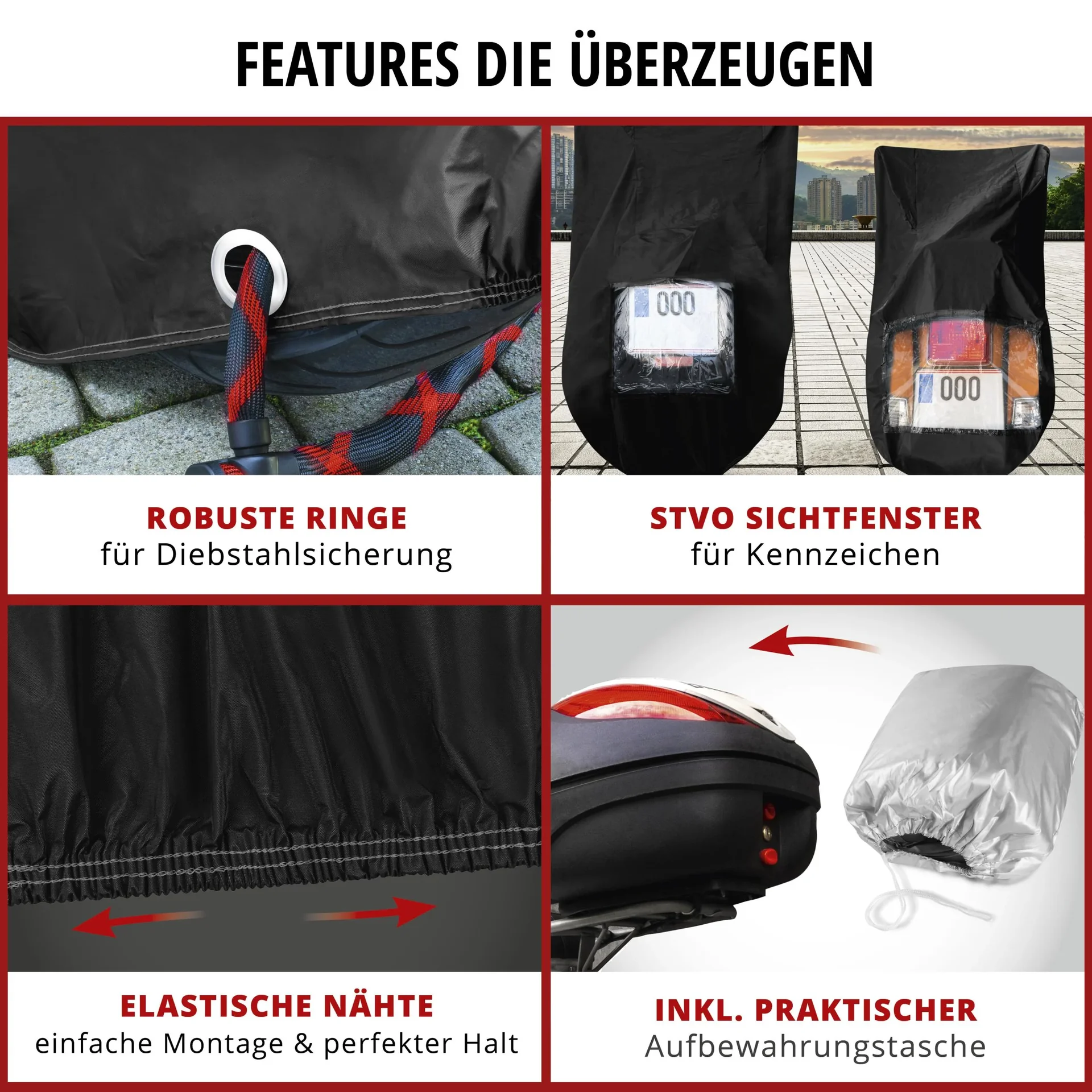 Motorrad-Garage, Vespa-Abdeckung wasserdicht Größe S - 185 x 90 x 110 cm schwarz - 1