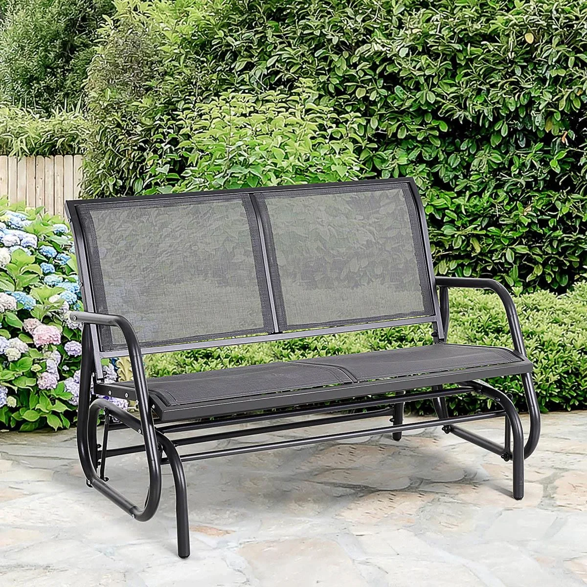 Schaukelbank 2-Sitzer Gartenbank Gartenschaukel Sitzbank Parkbank Metall Gartenmöbel Grau 120 x 70 x 88 cm - 0