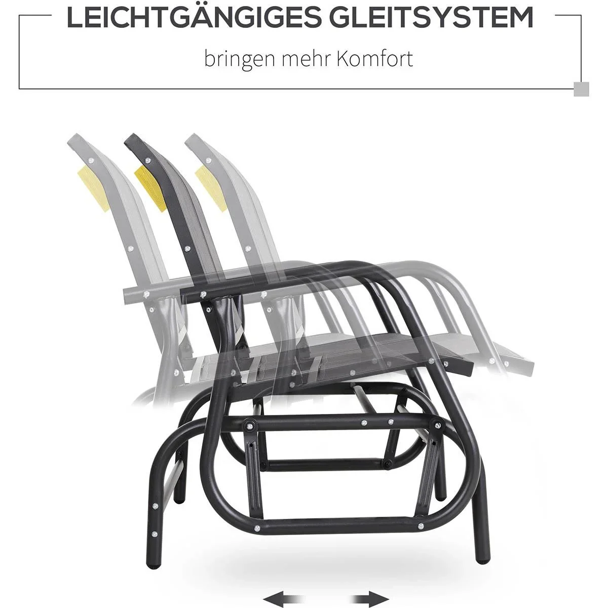 Schaukelbank 2-Sitzer Gartenbank Gartenschaukel Sitzbank Parkbank Metall Gartenmöbel Grau 120 x 70 x 88 cm - 1