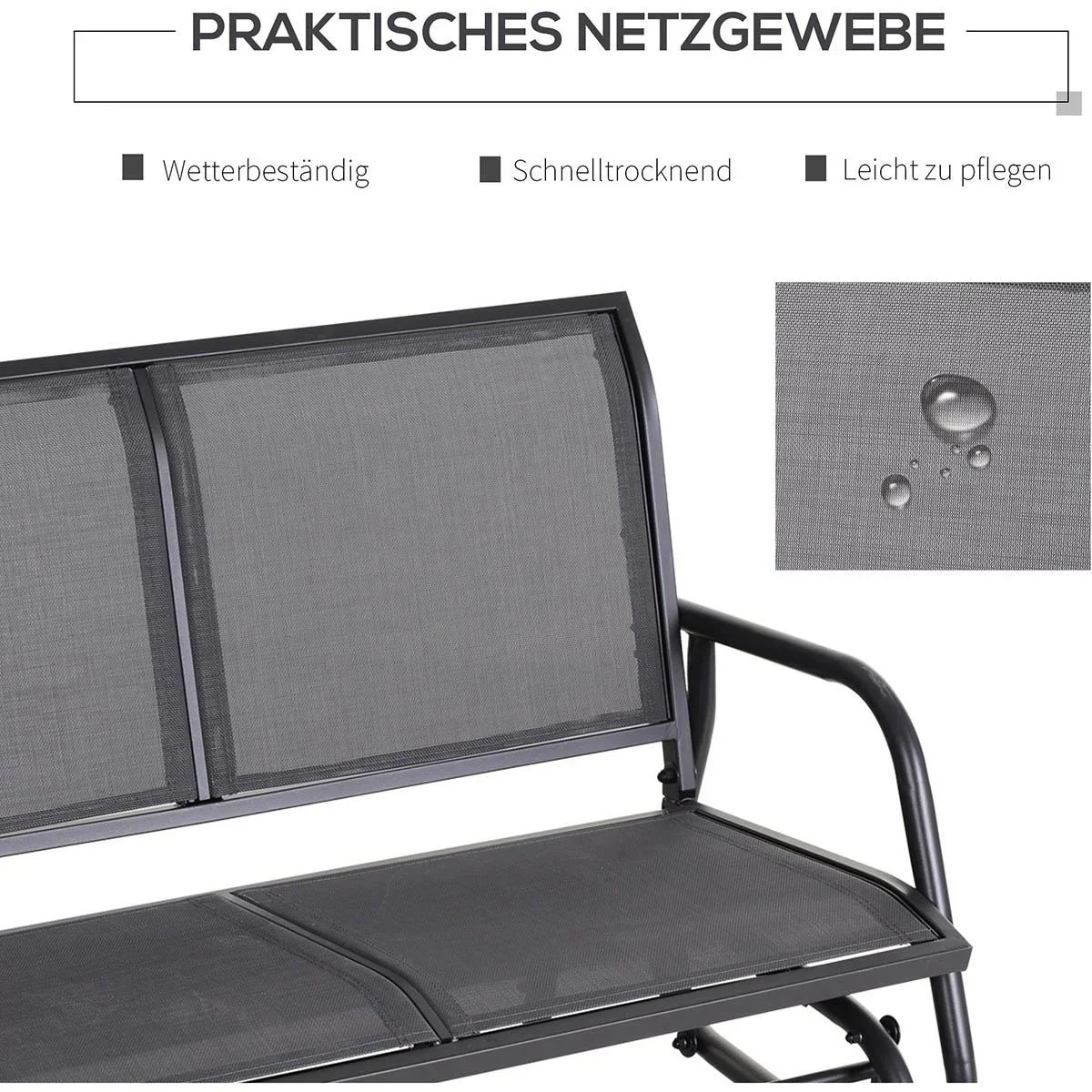 Schaukelbank 2-Sitzer Gartenbank Gartenschaukel Sitzbank Parkbank Metall Gartenmöbel Grau 120 x 70 x 88 cm - 3