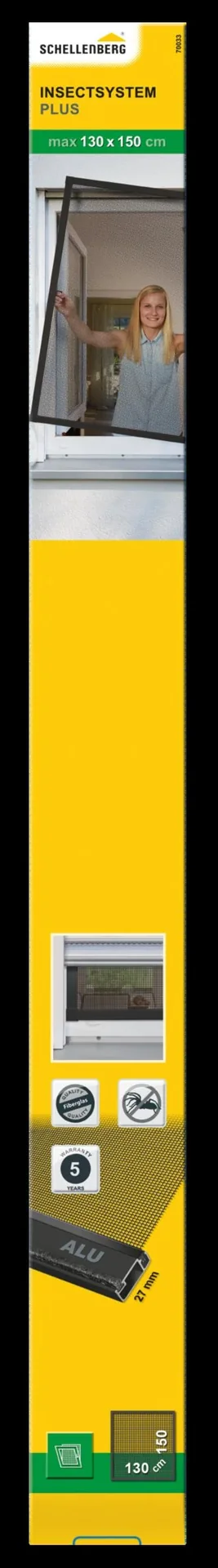 Insektenschutzfenster PLUS mit Alurahmen, Farbe anthrazit, 130 x 150 cm - 0