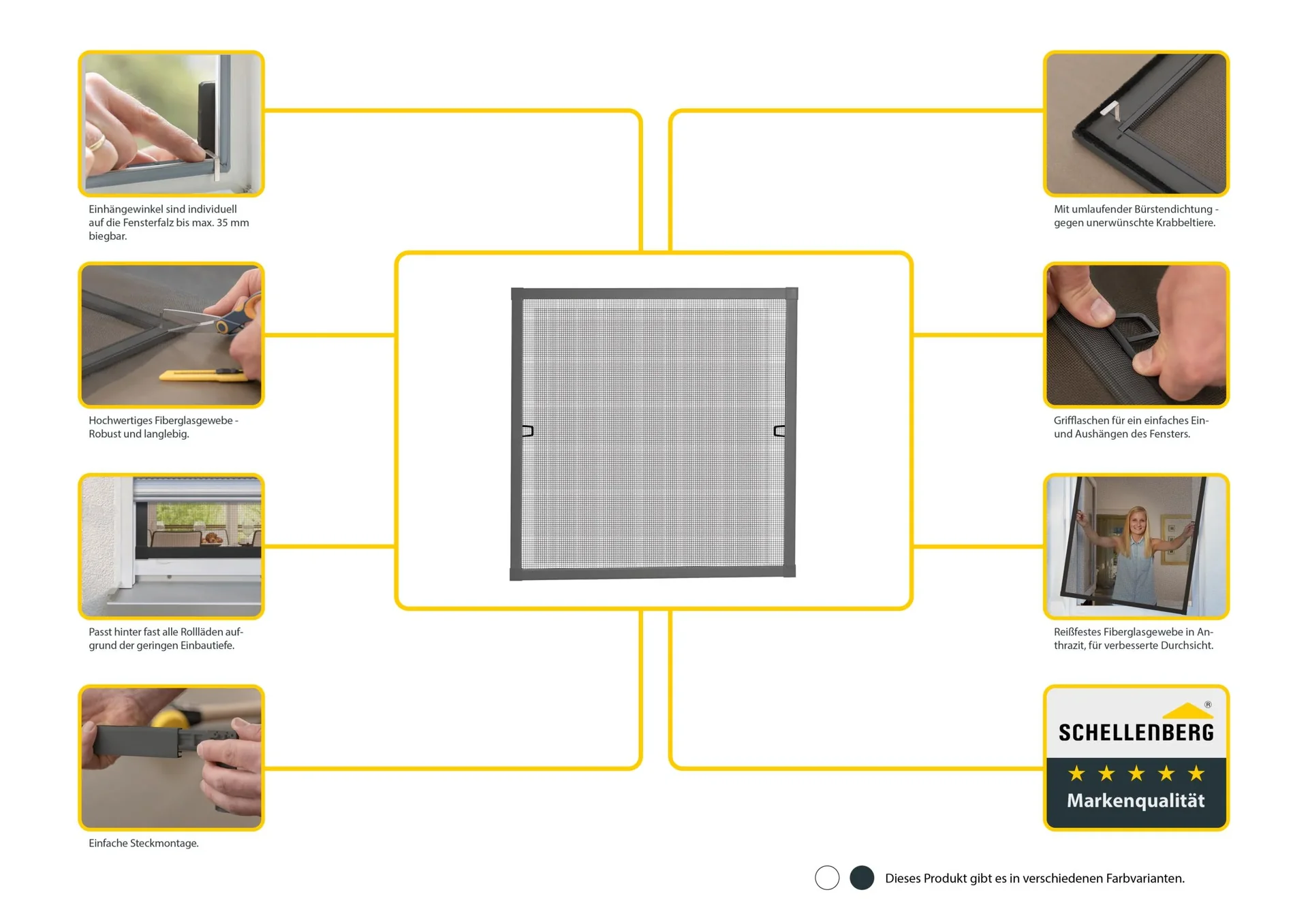 Insektenschutzfenster PLUS mit Alurahmen, Farbe anthrazit, 130 x 150 cm - 6