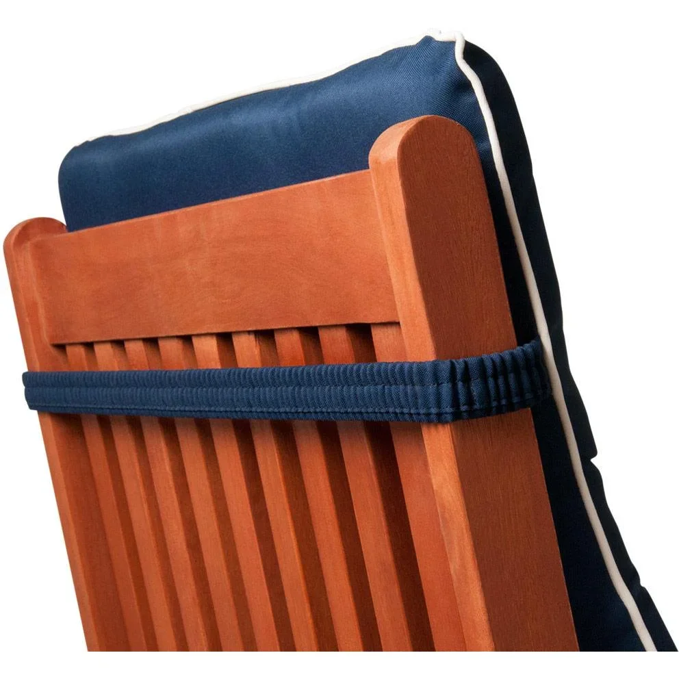 6x Sitzkissen Vanamo Blau mit cremefarbenem Einband - 120 x 45 x 5cm - 1