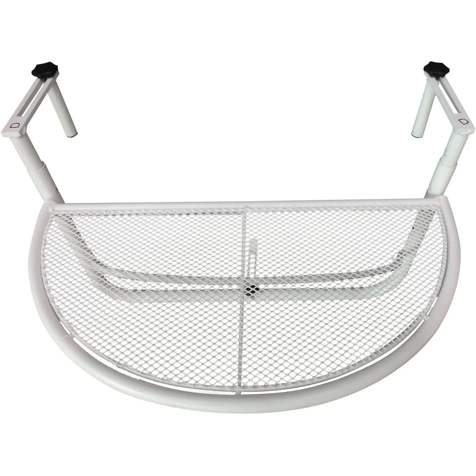 Balkonhängetisch Hängetisch höhenverstellbar halbrund Ø30 cm Terrasse Metall Weiß - 0