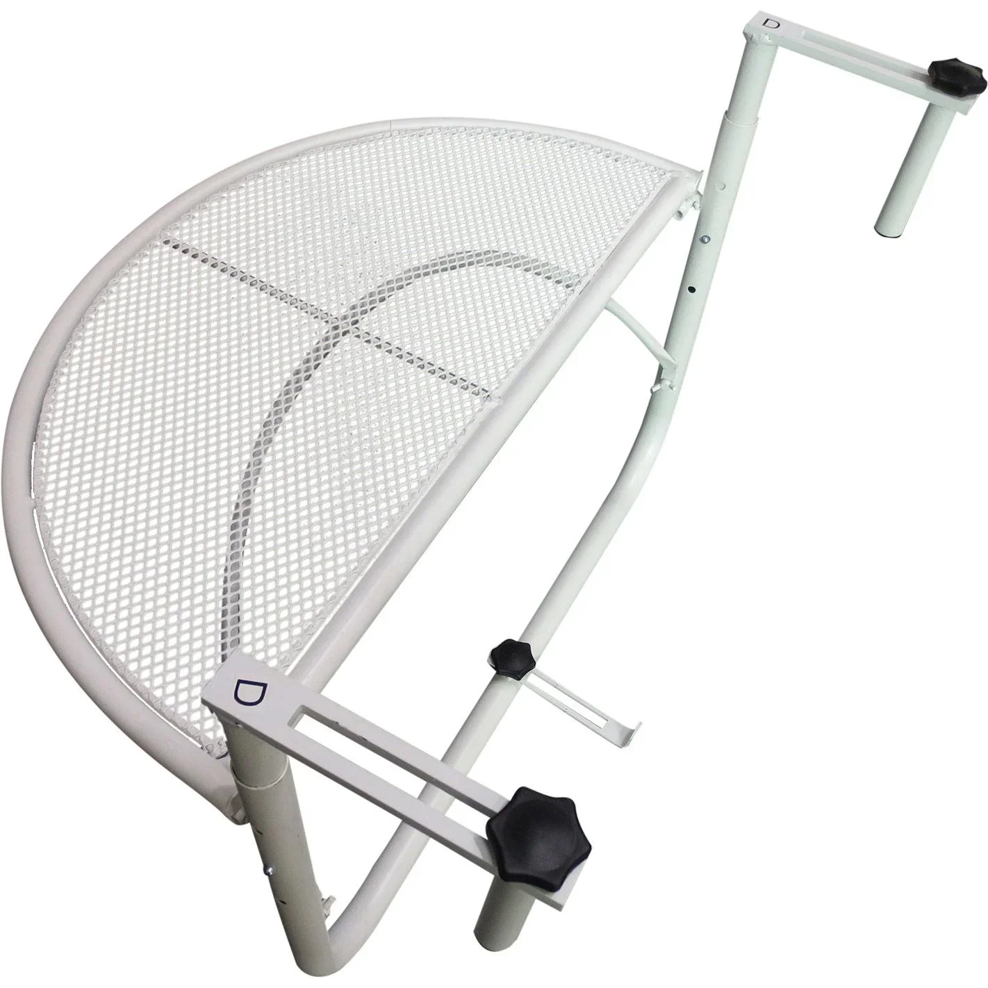 Balkonhängetisch Hängetisch höhenverstellbar halbrund Ø30 cm Terrasse Metall Weiß - 1
