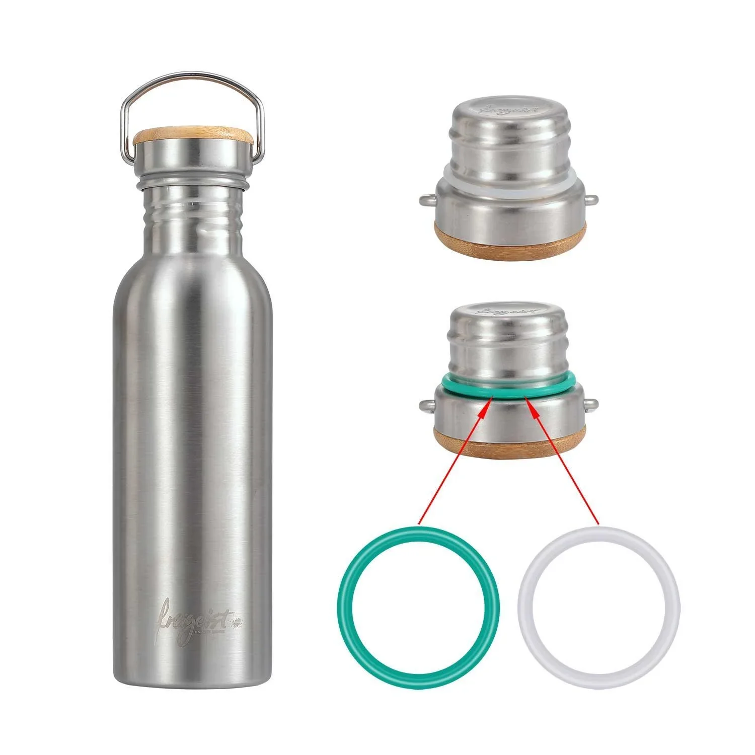 Edelstahlflasche, einwandig, matt - 0