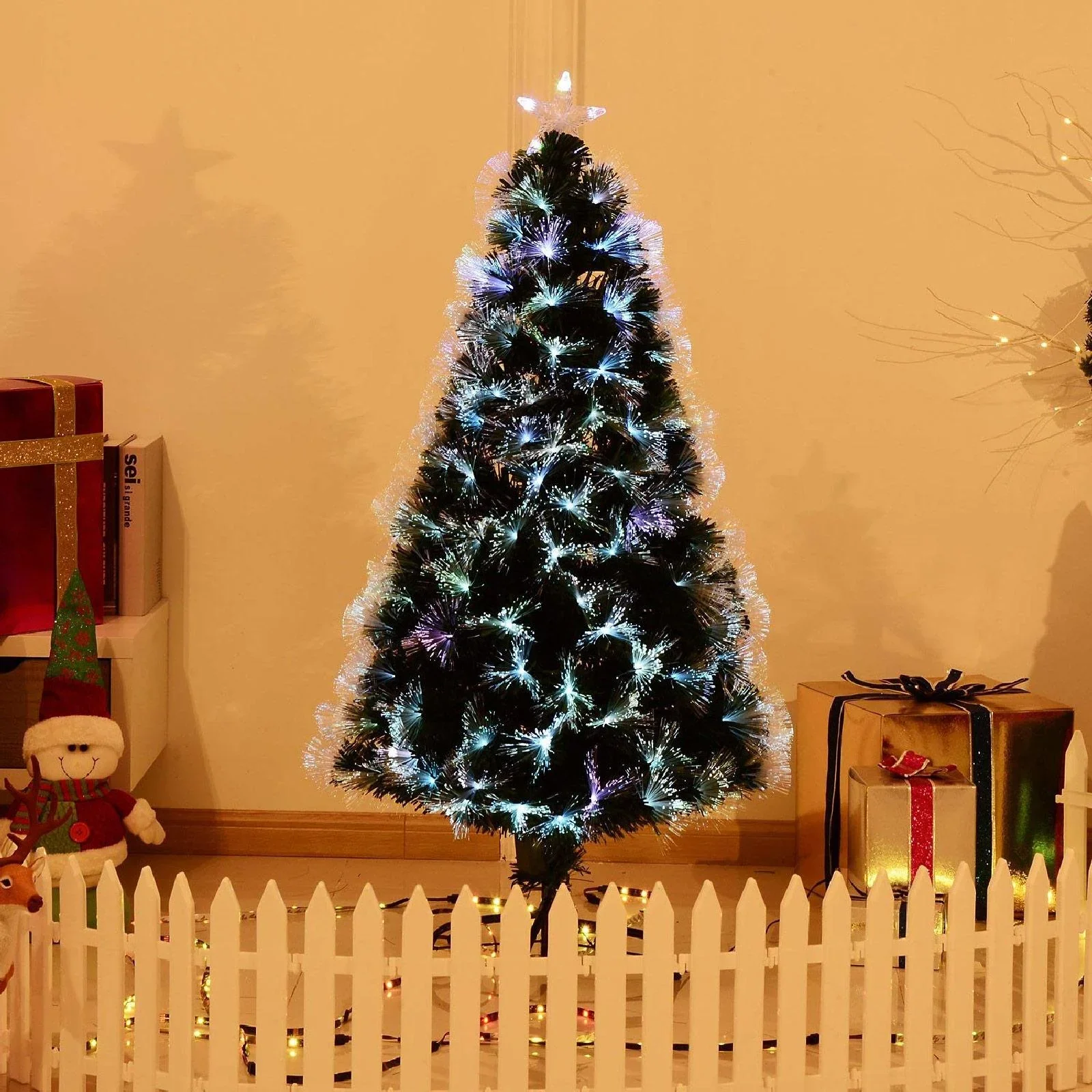 Weihnachtsbaum 120cm mit Ständer Glasfaser 7 Farben grün - 2