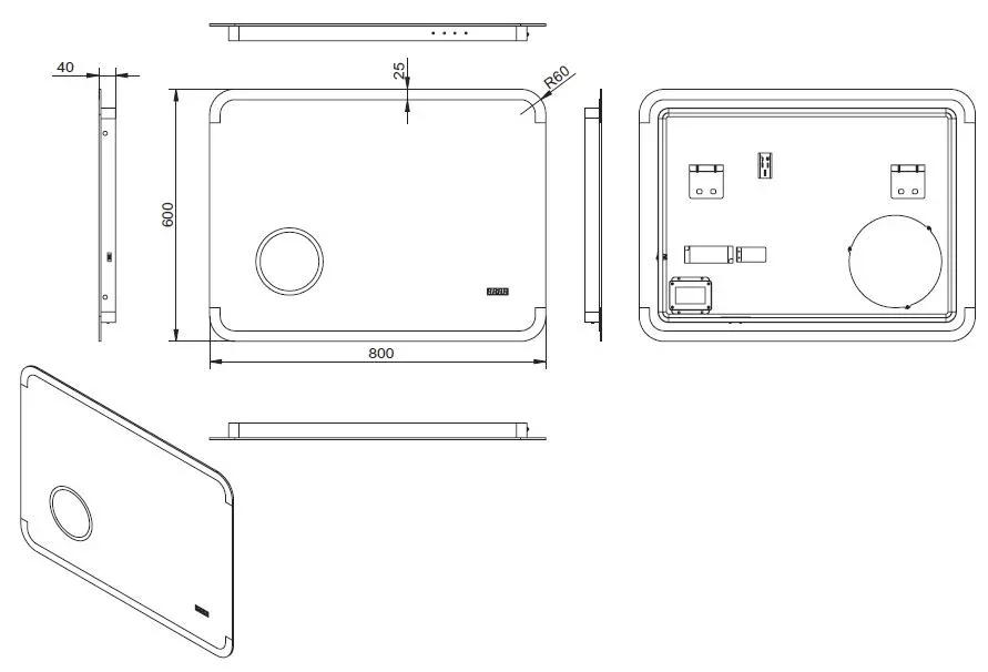 Badezimmerspiegel mit Beleuchtung, "Harmony" - 80 x 60 cm mit hinterleuchtetem Raumlicht - 2