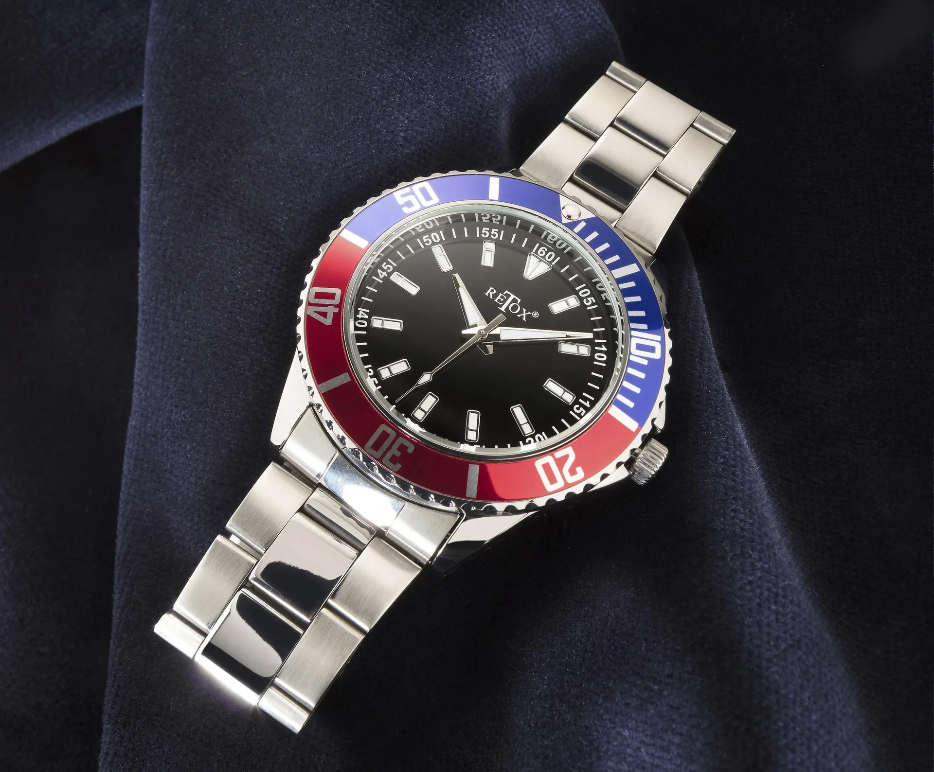 Herren-Armbanduhr, "Retox-Master" mit 2 farbiger Lünette und Edelstahlband, 3 bar wasserdicht - 1