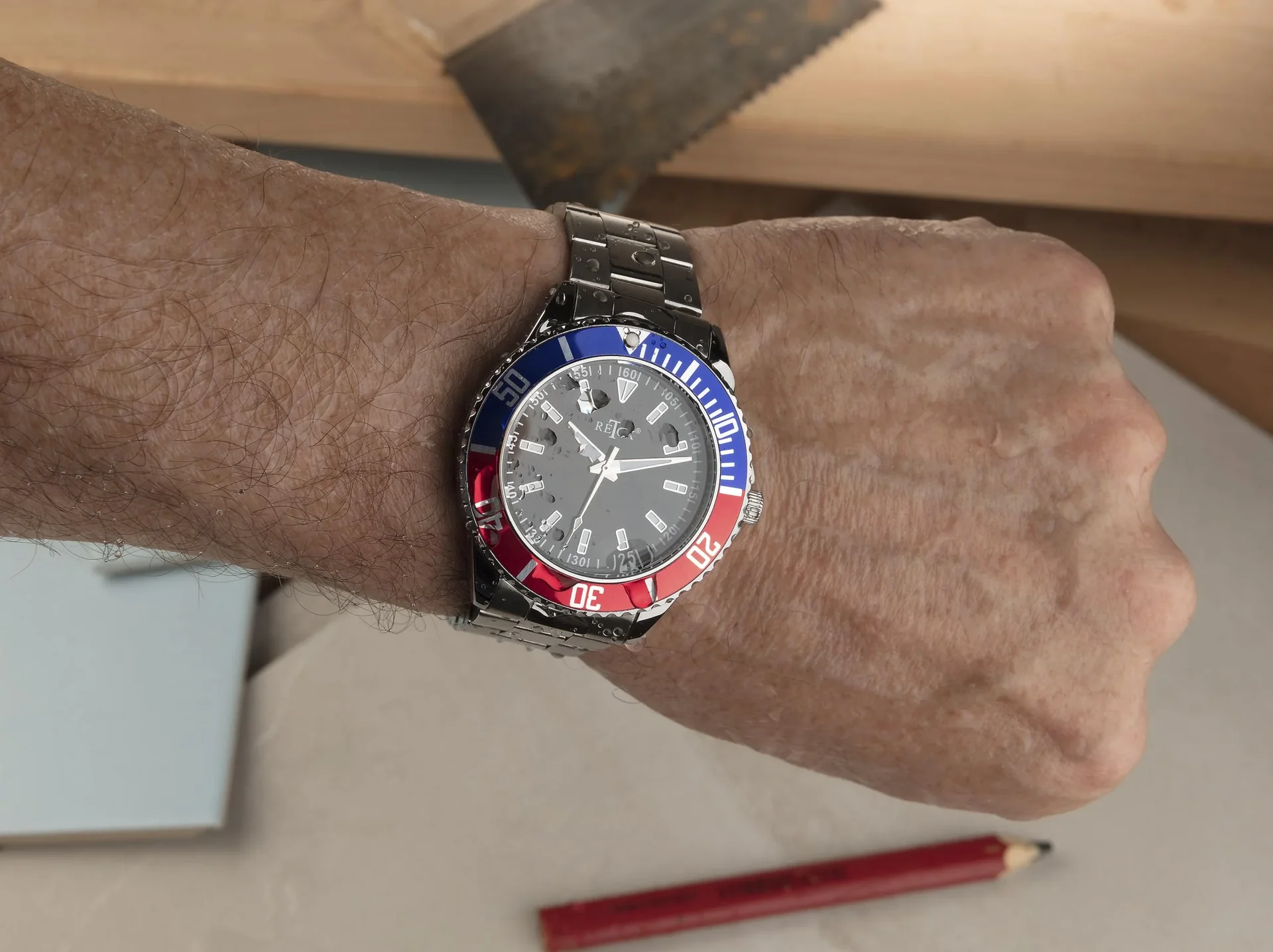 Herren-Armbanduhr, "Retox-Master" mit 2 farbiger Lünette und Edelstahlband, 3 bar wasserdicht - 4