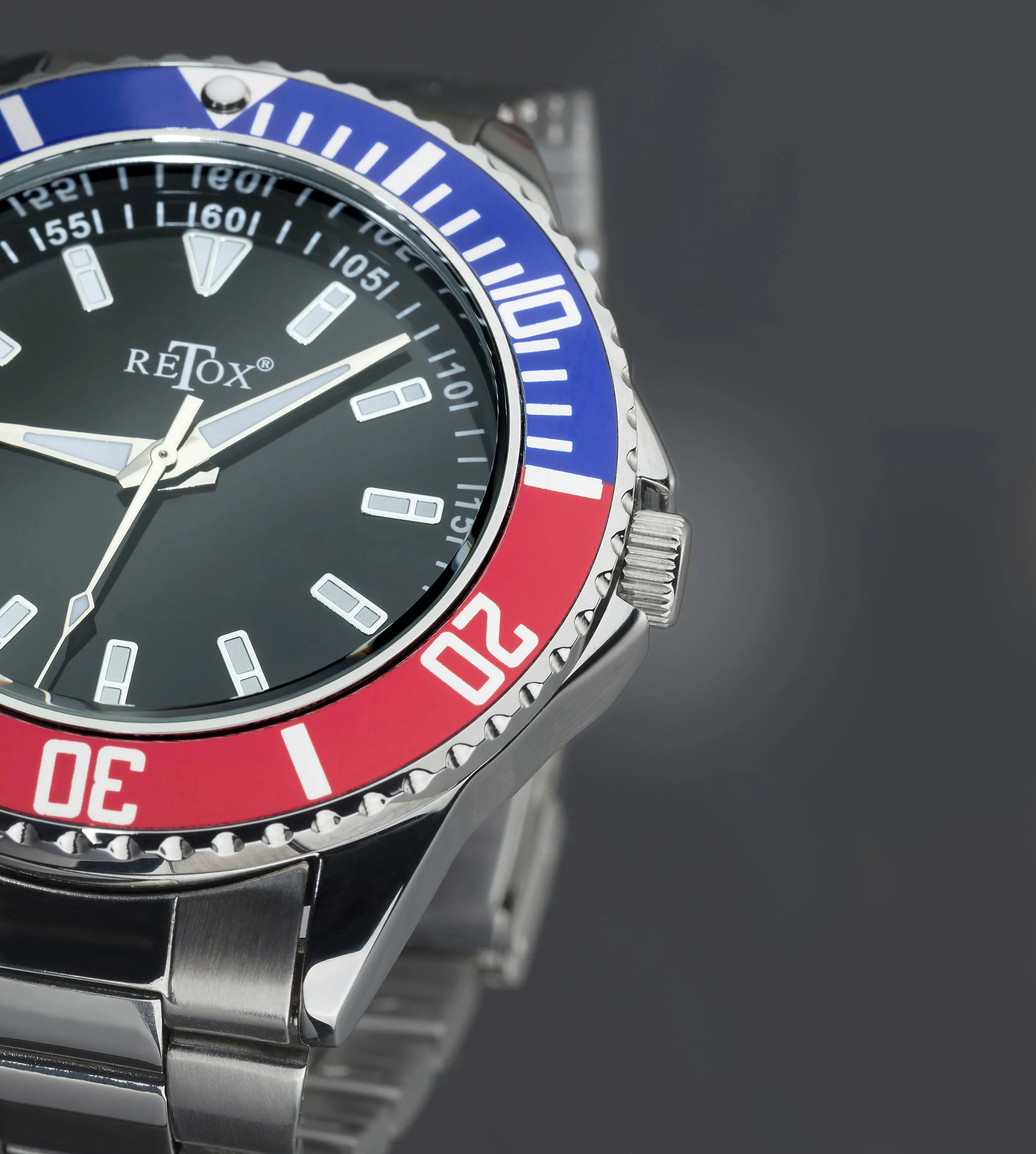 Herren-Armbanduhr, "Retox-Master" mit 2 farbiger Lünette und Edelstahlband, 3 bar wasserdicht - 9