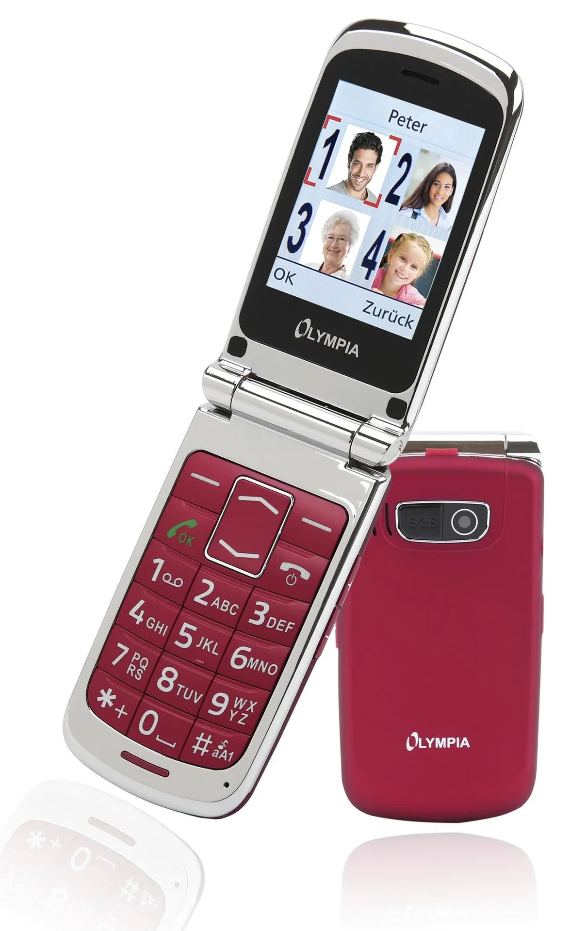 Großtasten Klapphandy in rot - 0