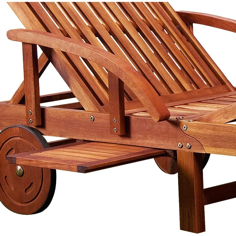 Liegestuhl klappbar 195.5cm MIT Ablagetisch - Akazienholz - 0