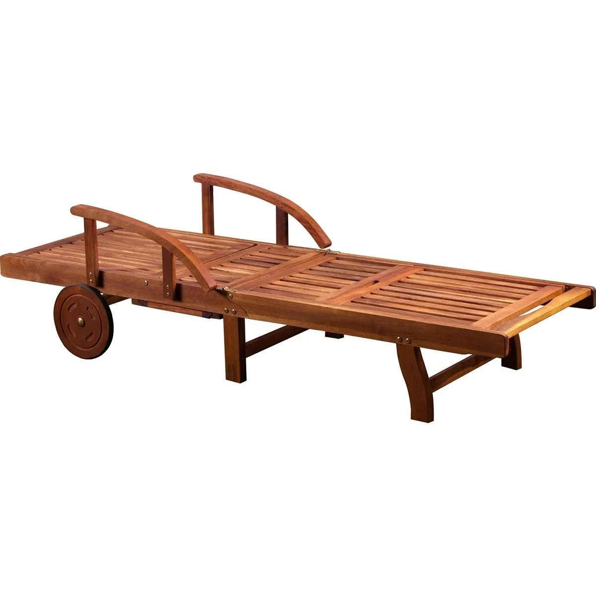 Liegestuhl klappbar 195.5cm MIT Ablagetisch - Akazienholz - 1