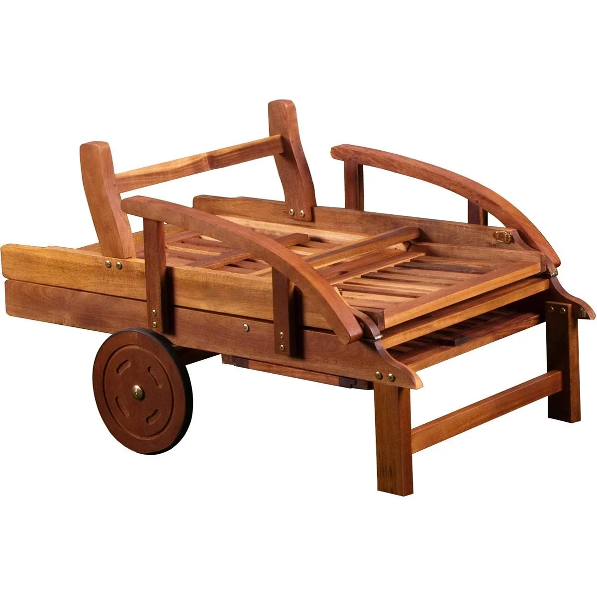 Liegestuhl klappbar 195.5cm MIT Ablagetisch - Akazienholz - 2