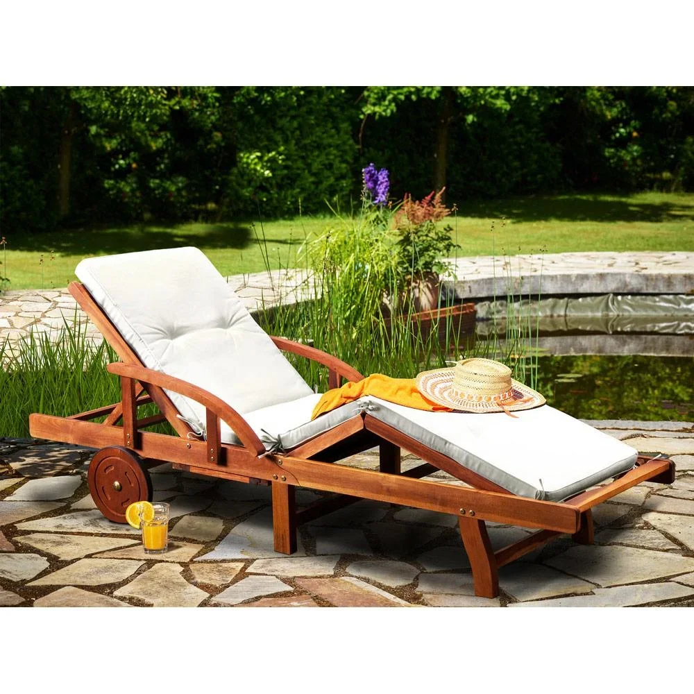 Liegestuhl klappbar 195.5cm MIT Ablagetisch - Akazienholz - 3