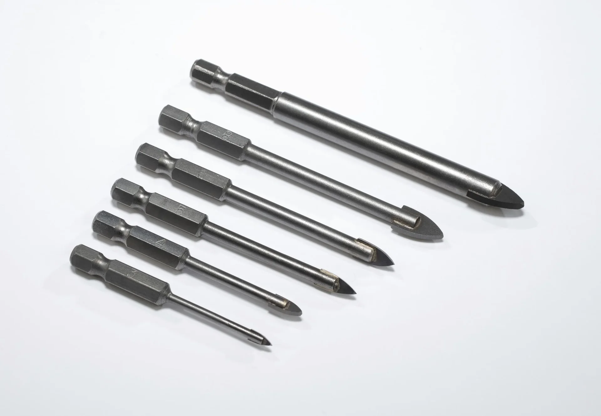 HM-Glasbohrer-Satz mit 1/4" Sechskant-Aufnahme 6-teilig - 1